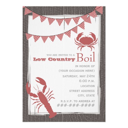 Rustic Low Country Boil Invitation