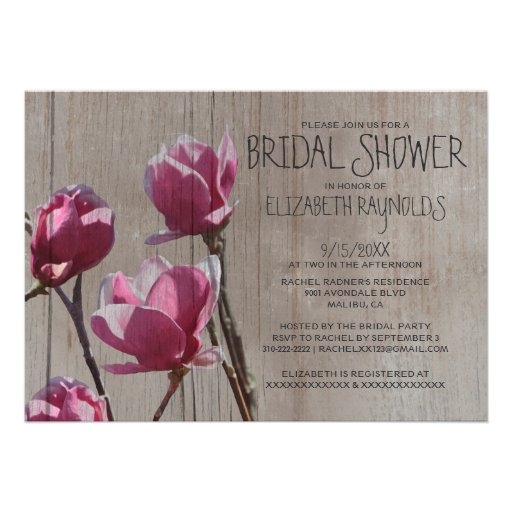 Rustic Magnolia Bridal Shower Invitations