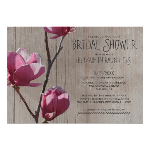 Rustic Magnolias Bridal Shower Invitations