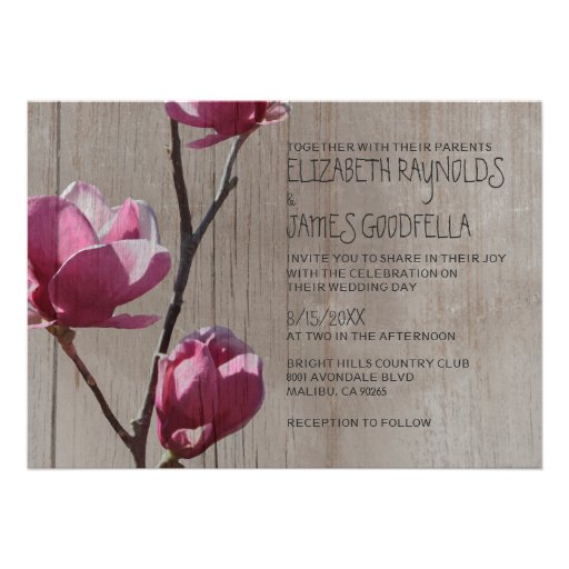 Rustic Magnolias Wedding Invitations