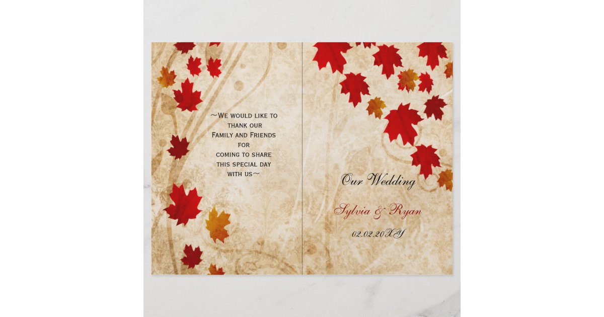 bi fold wedding programs