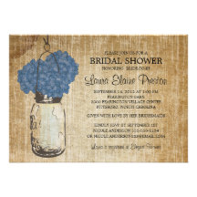 Rustic Mason Jar and Hydrangeas Announcements