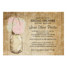 Rustic Mason Jar and Hydrangeas Personalized Announcement