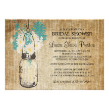 Rustic Mason Jar and Wildflower Daisies Card