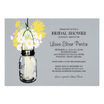 Rustic Mason Jar and Wildflower Daisies Invitation