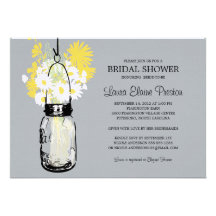 Rustic Mason Jar and Wildflower Daisies Invitation