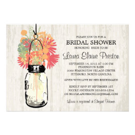 Rustic Mason Jar and Wildflowers Personalized Invites