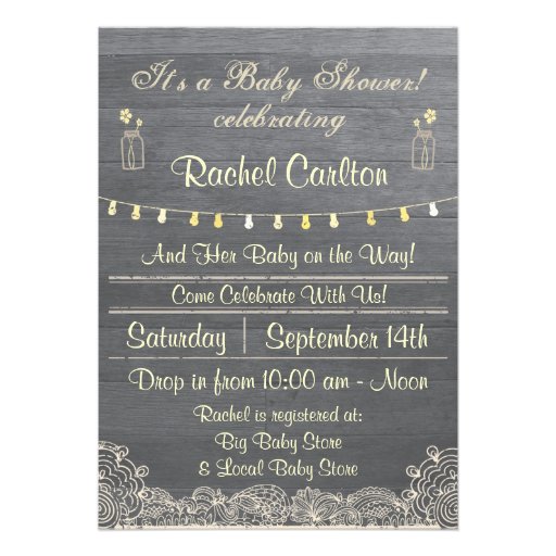 Rustic Mason Jar Baby Shower Invitation
