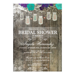 Rustic Mason Jar Bridal Shower Invitation