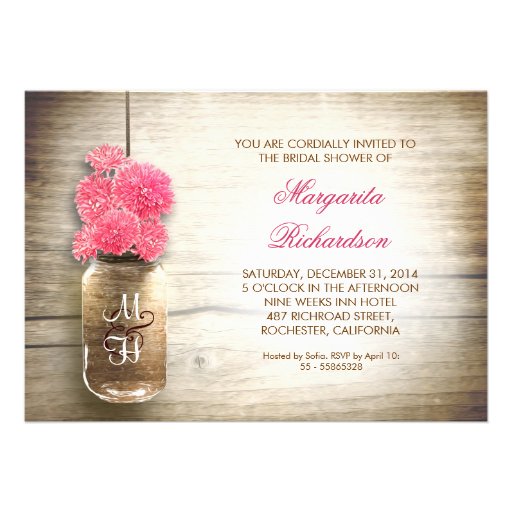 rustic mason jar bridal shower invitations