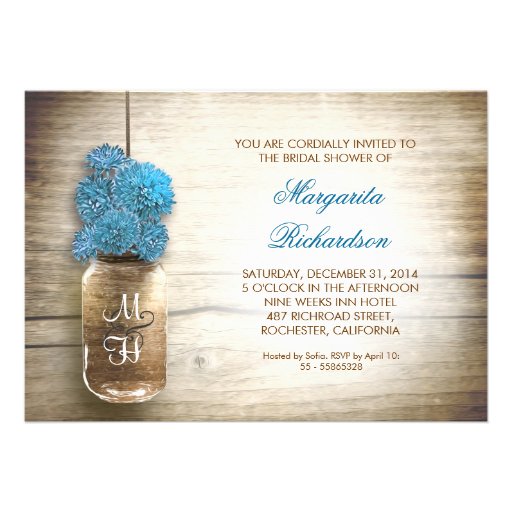 rustic mason jar bridal shower invitations