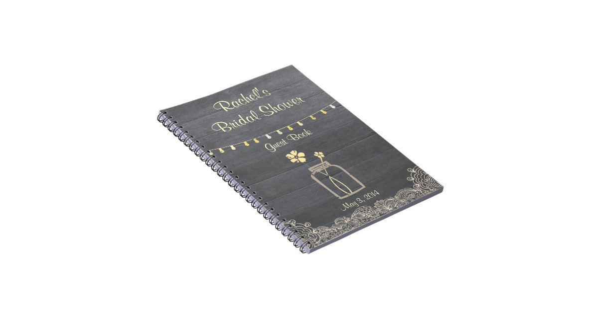 Rustic Mason Jar Bridal Shower Notebook Zazzle