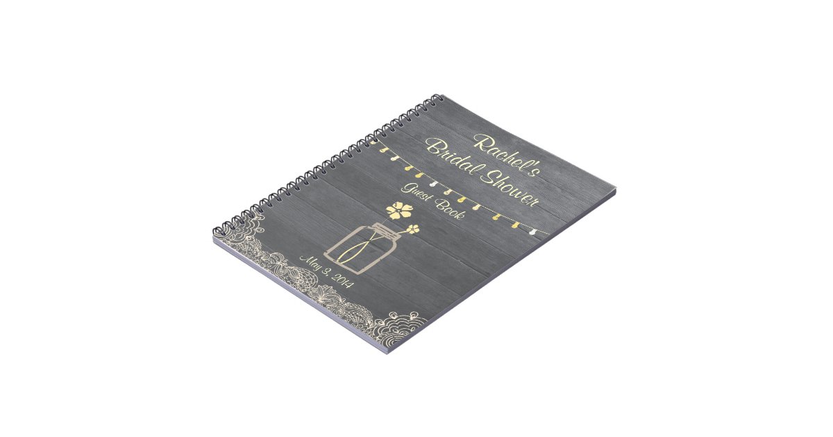 Rustic Mason Jar Bridal Shower Notebook Zazzle