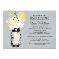 Rustic  Mason Jar Daisies Baby Shower Card