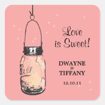 Rustic Mason Jar & Fireflies Square Sticker