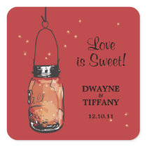 Rustic Mason Jar & Fireflies Stickers