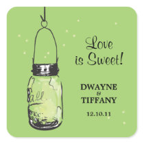 Rustic Mason Jar & Fireflies Stickers