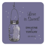 Rustic Mason Jar &amp; Fireflies Square Sticker
