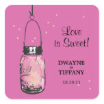 Rustic Mason Jar &amp; Fireflies Square Stickers