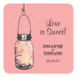 Rustic Mason Jar &amp; Fireflies Square Sticker
