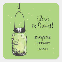 Rustic Mason Jar & Fireflies Stickers