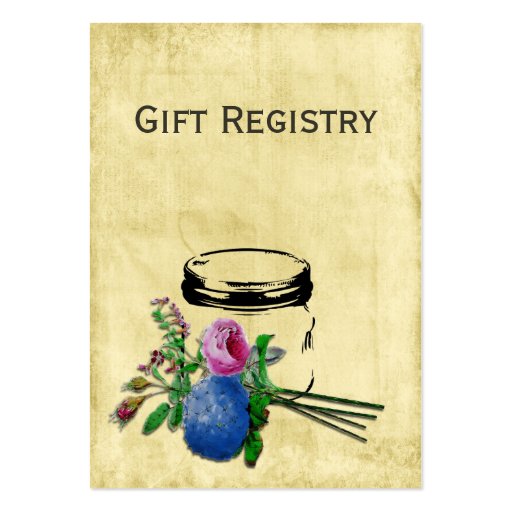 rustic mason jar Gift registry  Cards Business Card Templates (front side)
