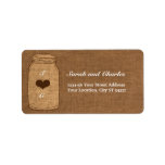 Rustic Mason Jar on Burlap Vintage Label