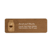Rustic Mason Jar on Burlap Vintage Return Address Return Address Labels