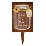 rustic mason jar  personalized cake picks