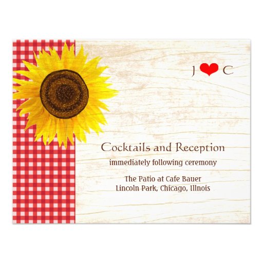 Rustic Mason Jar & Sunflowers Wedding Reception Invite