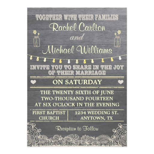 Rustic Mason Jar Wedding Invitation (front side)