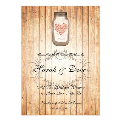 Rustic Mason Jar Wedding Invitation