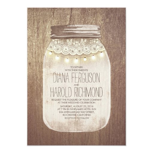 Rustic Mason Jar Wedding Invitations Zazzle