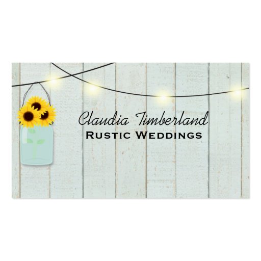 Rustic Mason Jar Wedding Planner Business Card