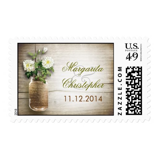 Country Rustic Mason Jar Wedding Stamps