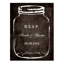 rustic mason jar wedding rsvp post cards