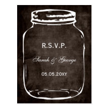 rustic mason jar wedding rsvp post cards