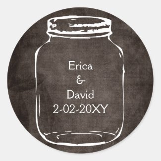 rustic mason jar wedding seals round stickers