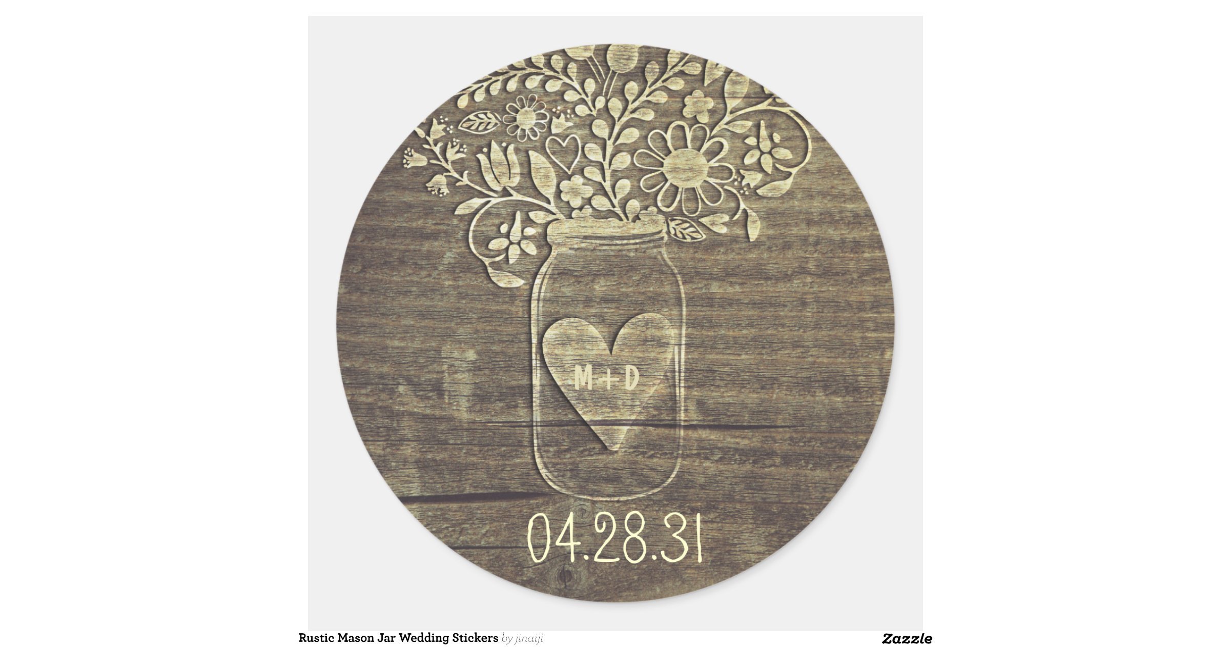 Rustic Mason Jar Wedding Stickers Zazzle