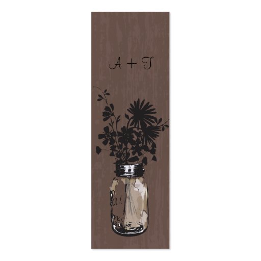 Rustic Mason Jar & Wildflowers Favor Tag Business Card (front side)