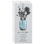 Rustic Mason Jar &amp; Wildflowers Save the Date Personalized Invitation