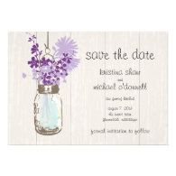 Rustic Mason Jar & Wildflowers Save the Date Personalized Announcement