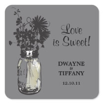 Rustic Mason Jar & Wildflowers Stickers