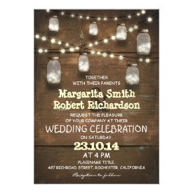 rustic mason jars and light wedding invitations personalized invitations
