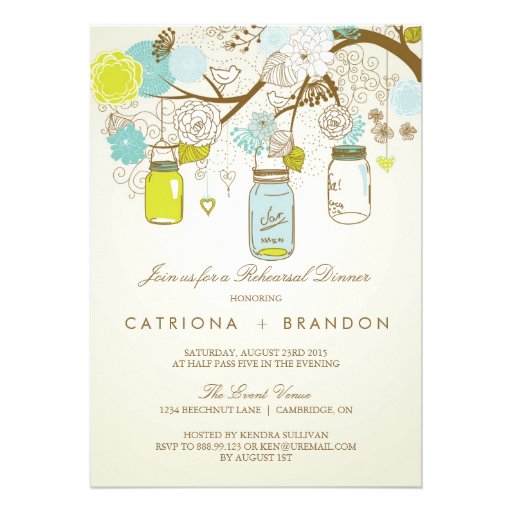 RUSTIC MASON JARS SPRING REHEARSAL DINNER INVITE