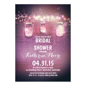 rustic mason jars & string lights bridal shower 5x7 paper invitation card