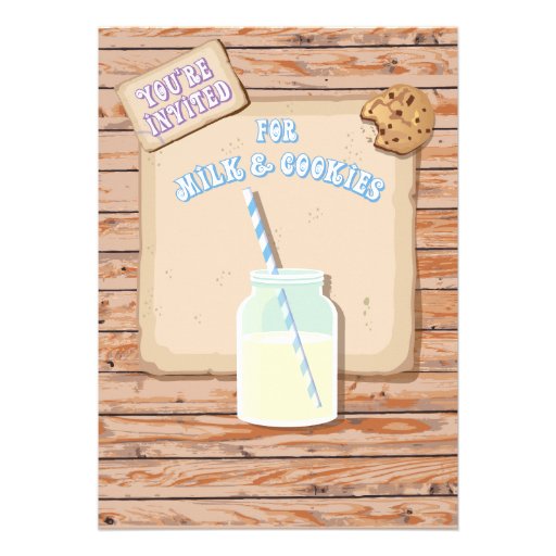 Rustic Milk and Cookies Birthday Party Invitations
