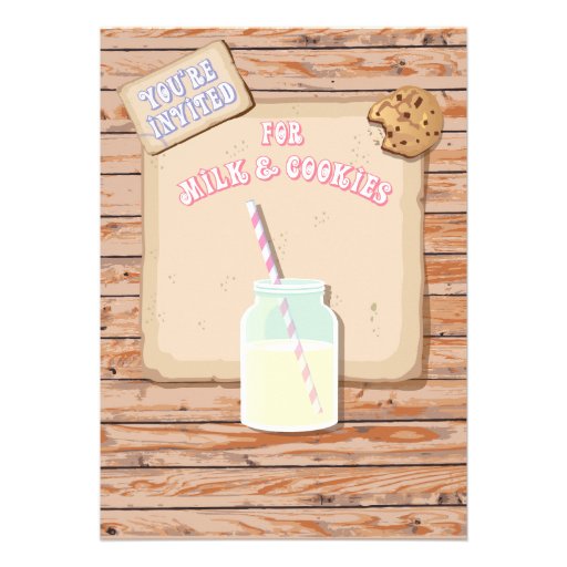 Rustic Milk and Cookies Birthday Party Invitations