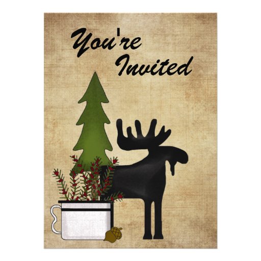 Rustic Moose Family Reunion Party Invitation (front side)