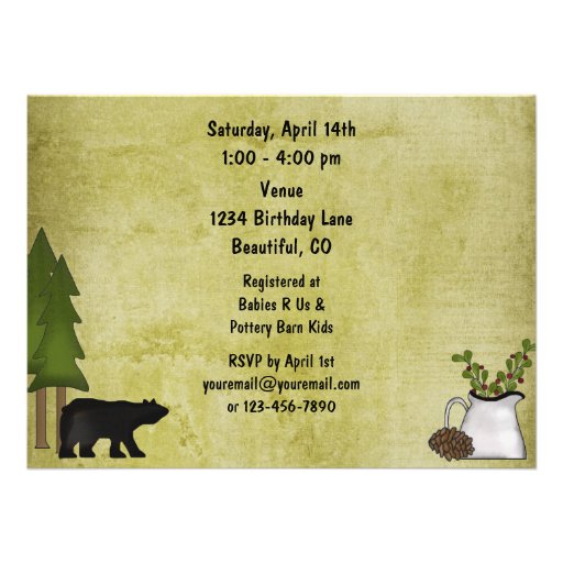 Rustic Mountain Bear Baby Shower Invitation